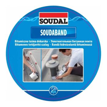 Bandă Bituminoasă Soudal 15cm x 10m - Aluminiu RAL 8017 pentru etanșare acoperișuri și coșuri de fum