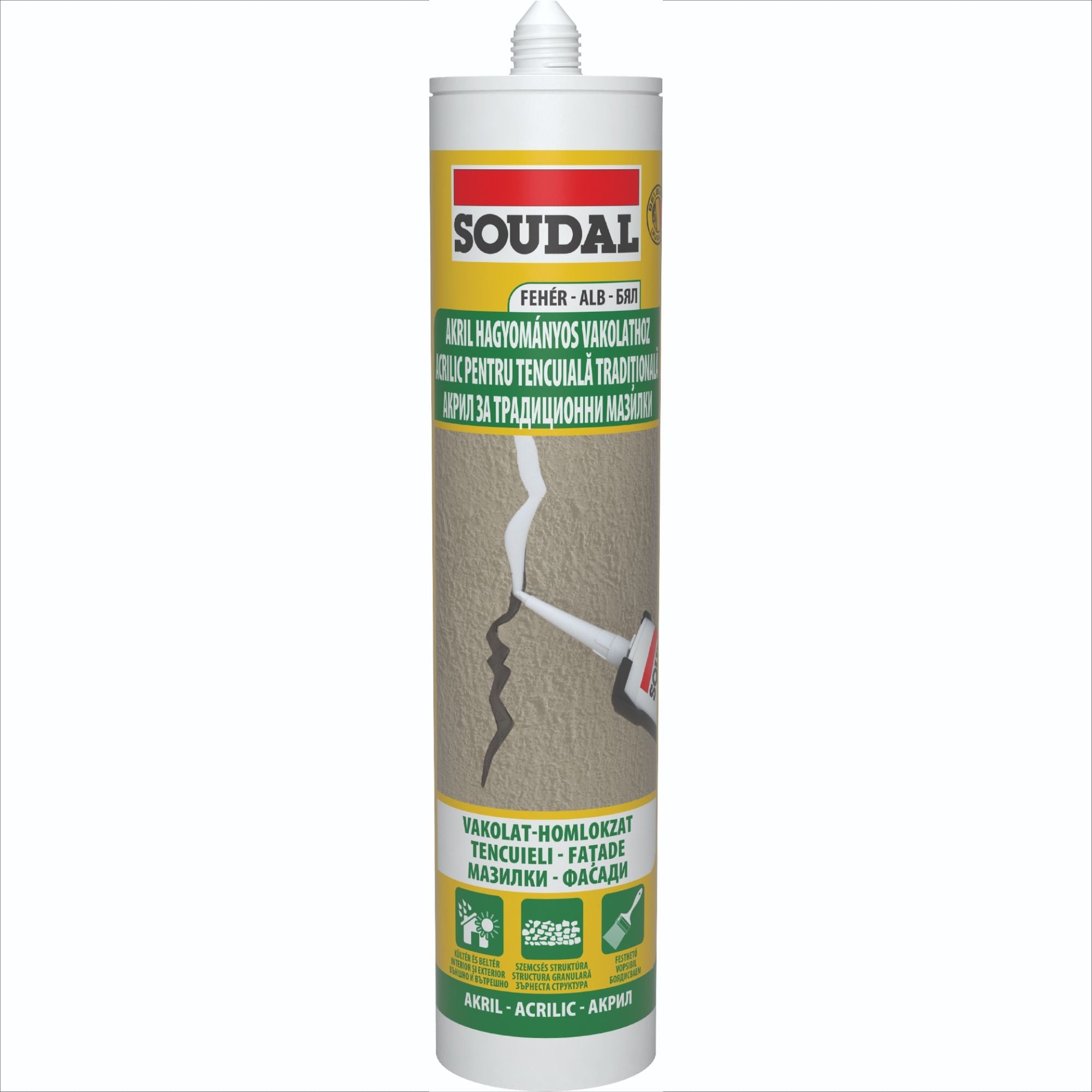 Silicon Acril Soudal 280 ml - Alb, pentru Fațade